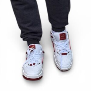 Puma Sneakers Men Leather White Burgundy Size 9 Athletic
